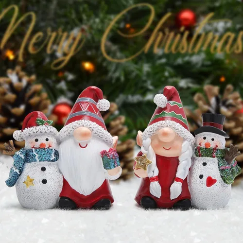Miniatura 4 de Hodao Dúo de muñeco de nieve de gnomo navideño: duplica la alegría para tu decoración navideña (rojo)