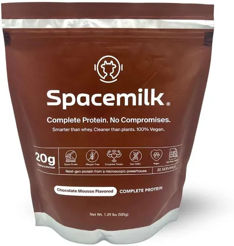 Spacemilk Chocolate Mousse - Proteína vegana en polvo, 0.71 onzas de proteína completa, PDCAAS 1.0, cero azúcar, sin alérgenos, sin lácteos, sin