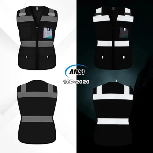 Miniatura 2 de Chaleco de seguridad para mujer con 11 bolsillos y cremallera, chaleco reflectante de alta visibilidad ajustado, chaleco de seguridad de neón