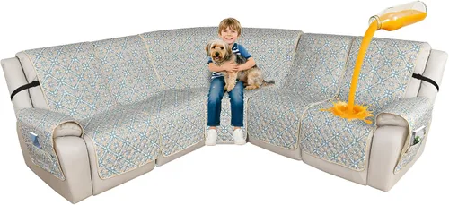 Miniatura 8 de ALIECOM Fundas de sofá modular reclinable en forma de L, 100% impermeables, fundas para sofá seccional, fundas lavables con estampado, protector