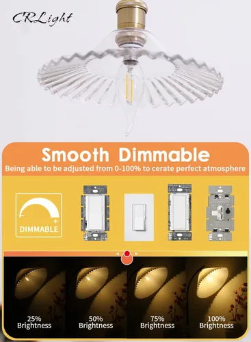 Miniatura 4 de Bombilla LED de candelabro regulable de 2 W, 2700 K, blanco cálido, equivalente a 250 lm 25 W, bombillas de vela de araña E12, punta doblada
