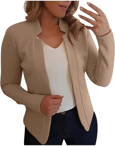 Miniatura 17 de Chaquetas ligeras para mujer, estilo casual, manga larga, frente abierto, chaqueta elegante, para trabajo, oficina, trajes profesionales