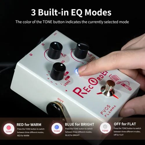 Miniatura 4 de FLAMMA FV05 Procesador de efectos vocales con grabadora de 70 minutos, puerta de ruido y efectos de reverberación para guitarra vocal, looper, pedal
