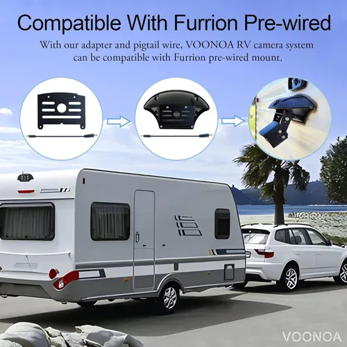 Miniatura 5 de Sistema de cámara inalámbrica 1080P para RV, cámara de respaldo de visión nocturna IP69 impermeable con cámara de visión trasera lateral y monitor
