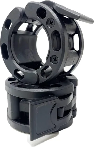 Miniatura 11 de Clout Fitness - Abrazaderas para barra de pesas olímpicas Collares de liberación rápida (2 unidades) Clips de peso con bloqueo para mancuernas de 2
