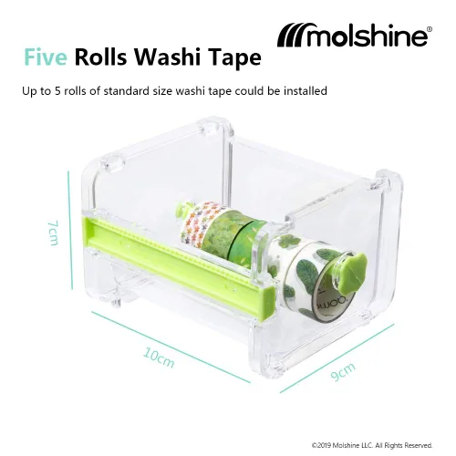 Miniatura 5 de molshine Dispensador de cinta adhesiva Washi transparente para escritorio, cortador de cinta, soporte de cinta adhesiva (no incluye cinta adhesiva)