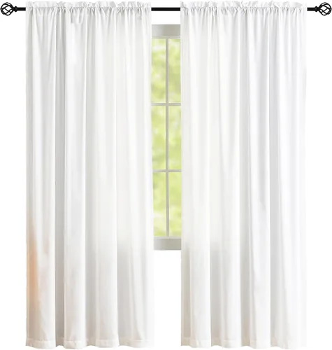 Cortinas traslúcidas de privacidad que dejan entrar la luz, cortinas de privacidad semitransparentes de poliéster blanco, bolsillo para barra de 45