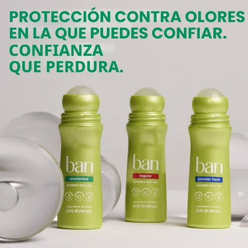 Miniatura 8 de Ban Desodorante Antitranspirante Roll-on Invisible para Mujeres y Hombres, Protección de 24 Horas contra el Olor y el Sudor de las Axilas, Sin