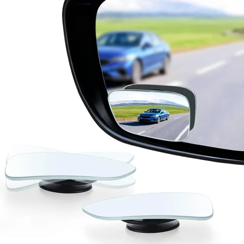 Miniatura 13 de LivTee Espejo de punto ciego para vehículo, con forma de ventilador asimétrico, vidrio HD sin marco, espejo retrovisor convexo con gran ángulo