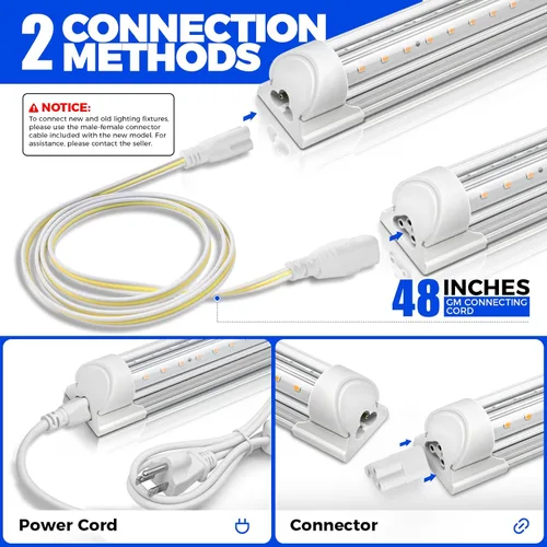 Miniatura 7 de Barrina Luz de cultivo de plantas T8 de 4 pies, 252 W (6 x 42 W, equivalente a 1400 W), espectro completo, lámpara de cultivo LED para cultivo