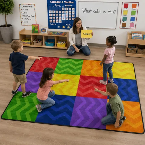 Miniatura 41 de Alfombra para niños, alfombras para el aula, alfombra de juegos – Alfombra infantil de 5 x 7 pies con parte trasera de goma, alfombra colorida