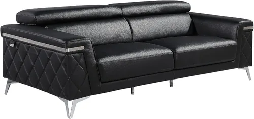 Miniatura 5 de Blackjack Furniture Amalfi - Juego de sofá de cuero italiano de grano superior para sala de estar con elegante diseño italiano, reposacabezas