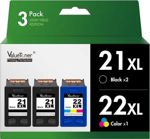 Valuetoner Cartucho de tinta remanufacturado de repuesto para HP 21 XL 21XL 22 XL 22XL C9351AN y 22 C9352AN para DESKJET F4180 F2210 D1560,