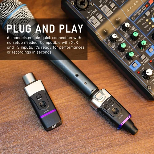 Miniatura 5 de Xvive U35C - Sistema de micrófono inalámbrico 5.8GHz con transmisor y receptor XLR inalámbrico para micrófono de condensador, mezclador de audio, 70C