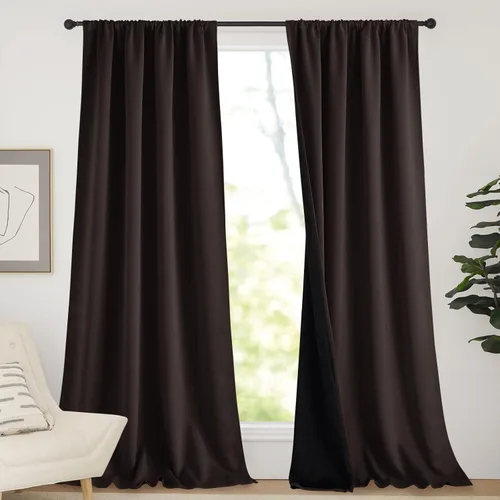 Miniatura 14 de NICETOWN Cortinas blancas 100% opacas, 2 capas gruesas completamente opacas con bolsillo para barra, cortinas aislantes térmicas para Blanco puro