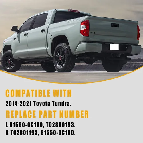Miniatura 6 de Boine Luz trasera compatible con Toyota Tundra Pickup derecha del lado del pasajero 2014, 2015, 2016, 2017, 2018, 2019, 2020, 2021, carcasa de luz