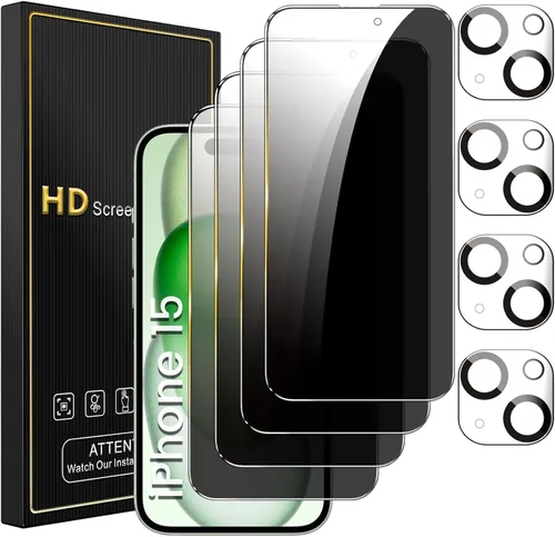 Miniatura 10 de Romkasi Paquete de 3 protectores de pantalla de privacidad para iPhone 11 de 6.1 pulgadas con 3 protectores de lente de cámara, película de vidrio