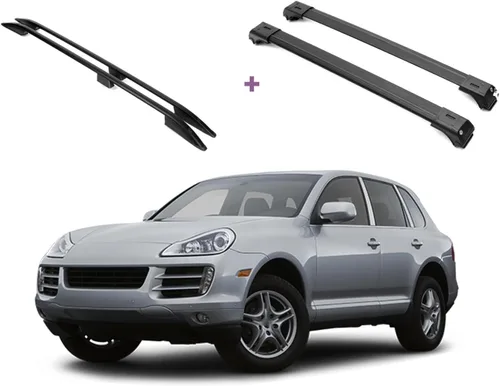 Miniatura 13 de ERKUL Barras transversales para portaequipajes para Porsche Cayenne 2003-2010 Barras transversales de aluminio con bloqueo antirrobo para el techo
