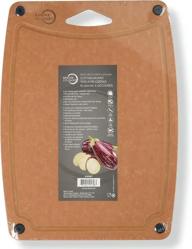 Miniatura 9 de Mercer Culinary Tabla de cortar compuesta de 14 9/16" x 10 13/16", con pies antideslizantes y ranura para jugo, mediana Marrón con patas