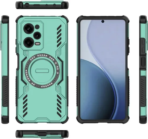 Miniatura 2 de Diseño de funda de teléfono para Redmi Note 12 Pro 5G (6.67 pulgadas), funda a prueba de golpes con anillo magnético, color verde