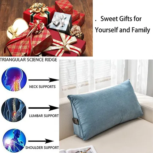 Miniatura 4 de Almohada de cuña para cabecero de cama con funda extraíble, soporte de posicionamiento triangular, respaldo de lectura, almohada de cuña