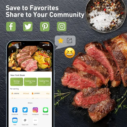 Miniatura 7 de KitchenBoss Wifi Sous Vide Machine: Circulador de inmersión ultrasilencioso Sous Vide Control de aplicación, IPX7 impermeable acero inoxidable 1100W