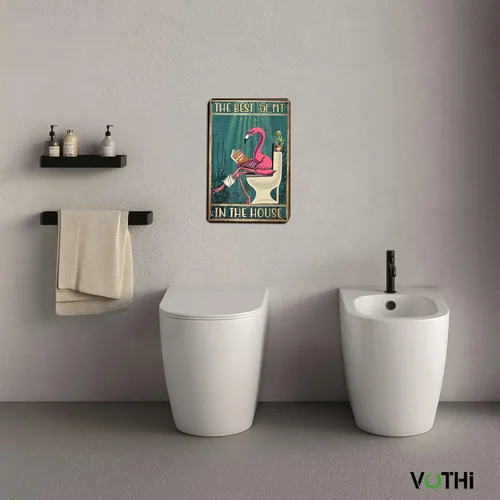 Miniatura 5 de Divertido letrero de metal de rana, póster de decoración de baño de rana, regalos lindos de rana para amantes de las ranas; decoración de reglas