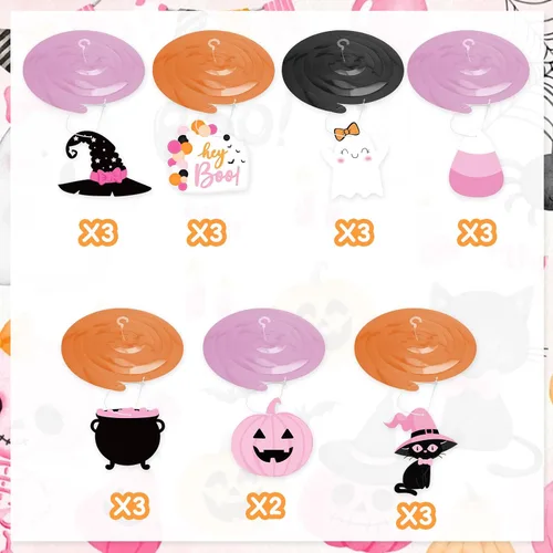 Miniatura 4 de Remolinos colgantes para fiesta de Halloween, lindo caldero de bruja fantasma, calabaza, boo, serpentina colgante de techo para Little Boo Happy Boo