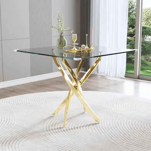 Miniatura 12 de Mesa de comedor redonda de vidrio de 36 pulgadas para 4 personas, mesa de cocina de vidrio circular pequeño con parte superior templada transparente