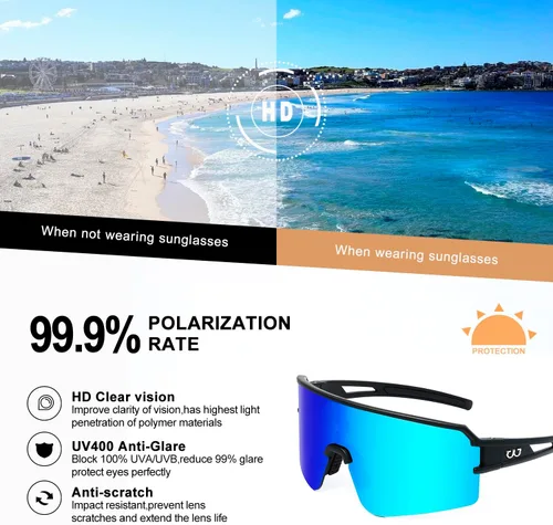 Miniatura 5 de SPOSUNE Gafas de ciclismo polarizadas para hombres y mujeres, protección UV400, gafas de sol deportivas para béisbol, correr, pesca, equitación