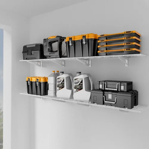 Estantería de garaje de 1 x 6 pies, paquete de 2 estantes de pared para garaje, cocina, almacenamiento de despensa, estantería de pared de capacidad