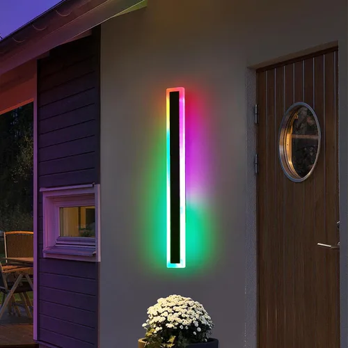 Miniatura 52 de Luz de pared exterior moderna de 47 pulgadas, accesorios de iluminación exterior de acrílico negro de 3000K, montaje en pared, luces de porche