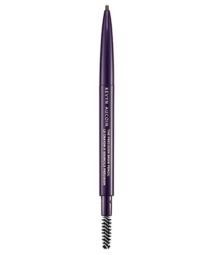 Kevyn Aucoin El lápiz de cejas de precisión, morena oscura: ultra delgado, delgado y fuerte. Brocha retráctil plus spoolie. Maquillador profesional