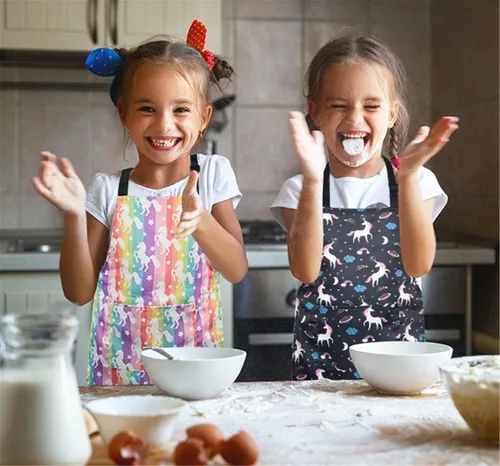 Miniatura 6 de Delantal de Dinosaurio para Niños Varones con Bolsillo, Delantales de Unicornio para Niñas para Cocinar, Pintar, Delantal de Cocina para Niños de 3
