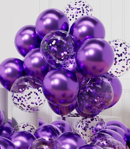 Miniatura 16 de AULE - Globos de fiesta (42 unidades), diseño de globos de látex y confeti y cintas de 64 ft, 12 pulgadas, set de decoración