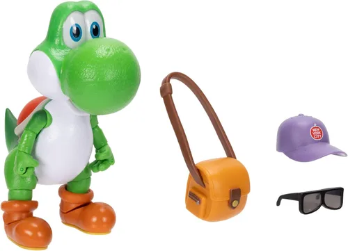 Miniatura 11 de Figuras de acción de la película Super Mario Galaxy de 5 pulgadas Serie 1 – Figura de Yoshi con sombrero, gafas de sol y accesorios de cartera