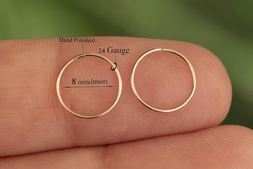 Miniatura 115 de Aretes de aro de oro de plata – Aretes de aro para mujer, dos piezas de aros de plata fina rellenos de oro, aro de hélice, anillo de tragus, aro