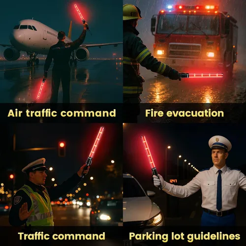 Miniatura 7 de E-RIDING Paquete de 2 varitas de tráfico, varitas rojas de control de tráfico aéreo de 16 pulgadas, bastón LED de seguridad de tráfico con 3 modos