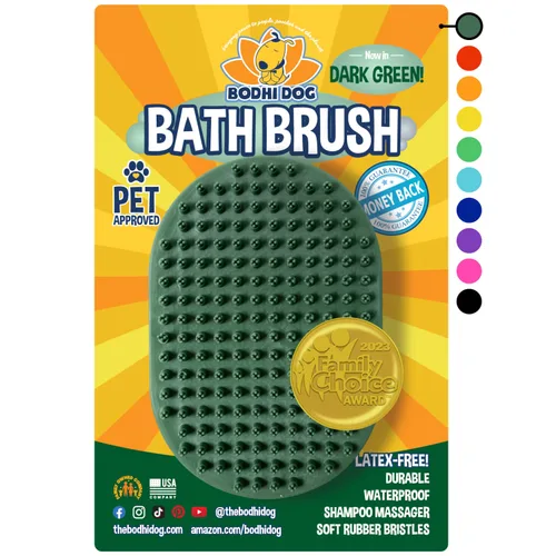 Miniatura 22 de Bodhi Dog - Cepillo de mascotas relajante para masajear con el champú, peine de cerdas de goma para perros y gatos Azul