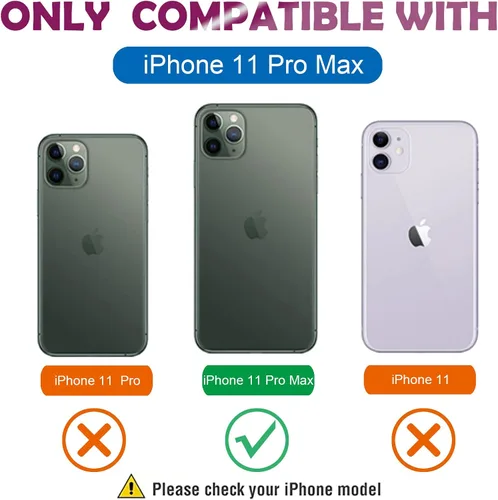 Miniatura 2 de Funda magnética con purpurina compatible con iPhone 11 Pro Max de 6.5 pulgadas, funda transparente de lujo, con diseño de corazón chapado en amor