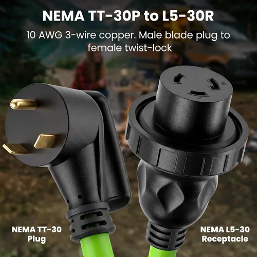 Miniatura 2 de GEARit Cable de extensión RV de 30 amperios de 25 pies, NEMA TT-30P a L5-30R cable generador de 30 amperios, 10/3 STW 10 AWG, bloqueo giratorio de 3