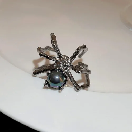 Miniatura 8 de Wiwpar Anillo de dedo abierto de araña grande negro gótico punk para mujeres y hombres, estilo bohemio, vintage, grueso, nudillo, araña, anillos