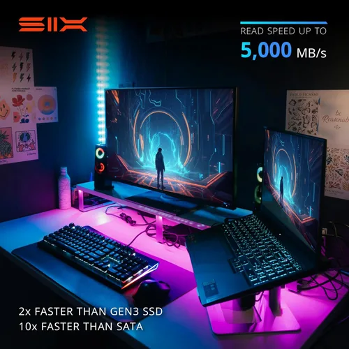 Miniatura 5 de SIX NVME X7400 M.2 SSD PCIe 4.0-512GB m.2 2280 ssd, lectura hasta 5000MB/s para juegos PS5 expansión de almacenamiento de memoria con disipador