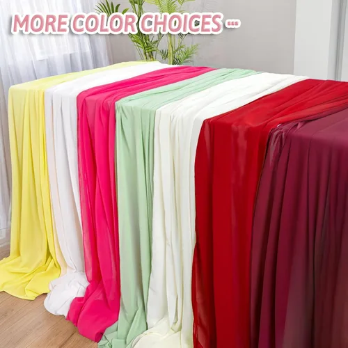 Miniatura 6 de DUOBAO Hot Pink Table Runner 10ft Chiffon Table Runner 29''x120'' Sheer Fabric for Wedding, Party, and Bridal Shower Decor