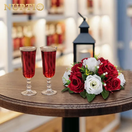 Miniatura 102 de NUPTIO Centros de mesa de flores para mesas de boda: arreglo de bolas de flores artificiales rosa y blanco para bodas, fiestas, 2 piezas de rosas