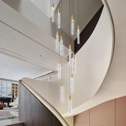Miniatura 15 de Candelabro moderno de 18 luces para sala de estar, acabado de latón dorado, luces colgantes de techo LED regulables, 108 W, 6000 K, escaleras, Negro