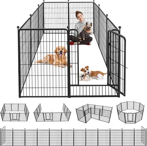Miniatura 19 de Corralito para perros de 40 pulgadas, 32 paneles, para interiores y exteriores, para perros grandes, medianos y pequeños, valla de metal resistente