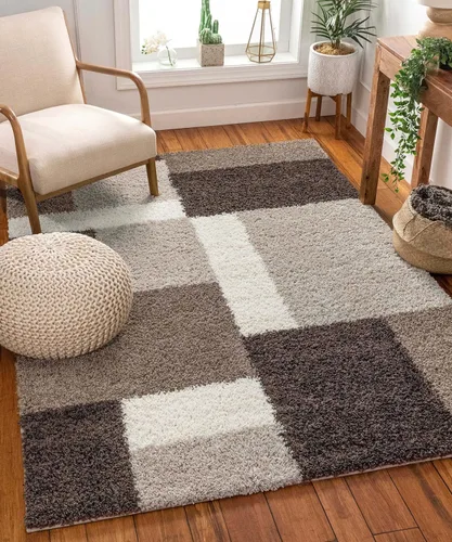Miniatura 6 de Well Woven Madison Shag Cubes - Alfombra moderna negra de 5 pies 3 pulgadas x 7 pies 3 pulgadas Negro
