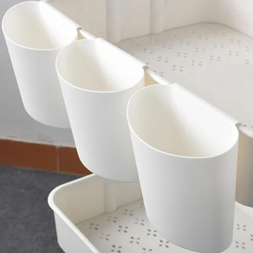 Miniatura 7 de Zerodeko Soporte para tazas colgantes, organizador de carrito rodante, accesorios de 4 piezas, cesta de almacenamiento, cubo colgante, contenedores