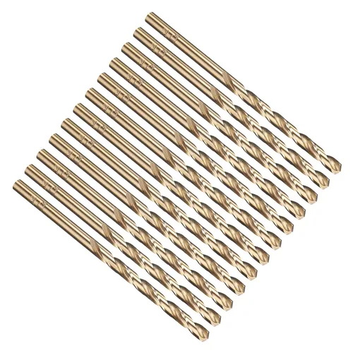Miniatura 325 de PATIKIL Broca Jobber de 0.039 in, vástago recto M35 cobalto 5% acero de alta velocidad 135° acabado dorado para metal duro de acero inoxidable - 2
